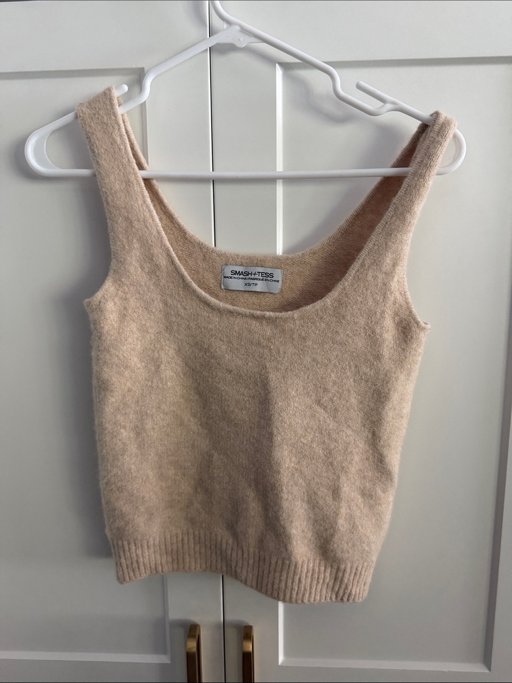 Smash + Tess Neutral Knit Tank Top in Beige XS